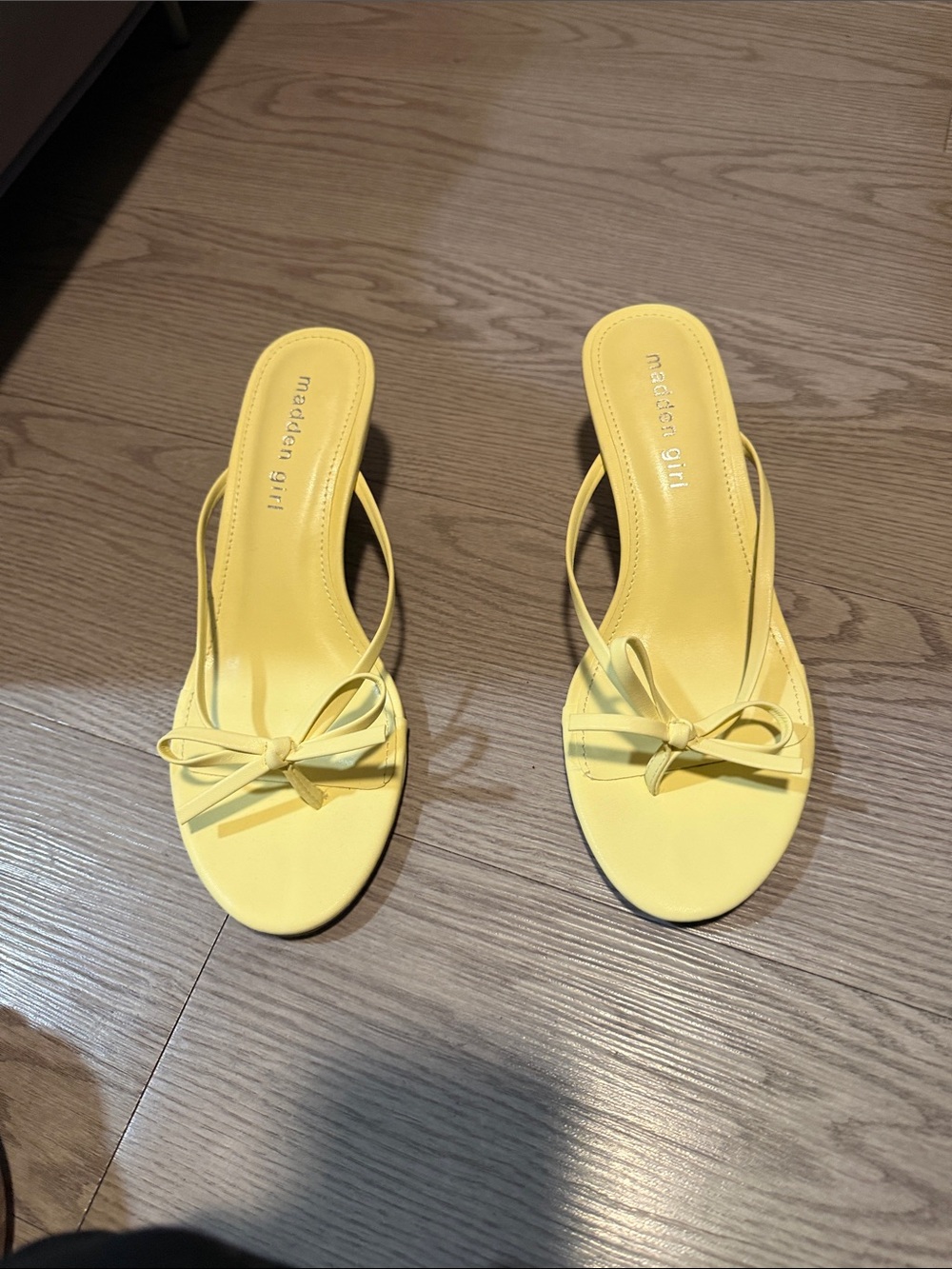 Madden Girl Yellow Bow Slide Mules